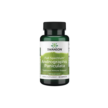 Swanson Full Spectrum Andrographis Paniculata 400 mg, 60 Capsules, is a herbal supplement traditionally used to support the immune system.